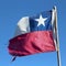 Chilean flag flying, small.Lonely Star. Broken flag