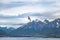 Chilean Skua Birds flying over Mountains in Beagle Channel - Ushuaia, Tierra del Fuego, Argentina