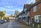 Chilham, Kent, UK - December 22, 2019:  Ancient leaded windows and beamed cottage in the one of the finest preserved medieval