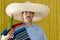 Chili hot pepper Mexican man typical poncho serape