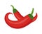 Chili icon flat, cartoon style. Red pepper is isolated on white background. Vector illustration, clip art.