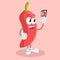 Chili mascot and background with selfie pose