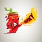 Chili mascot with fire gun. character design of hot and spicy -