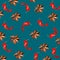 Chili pepper and aniseed print on a beautiful emerald background