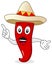 Chili Pepper Character with Mexican Hat