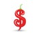 Chili pepper. Dollar shape. Hot money. Red hot chili peppers