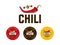 Chili pepper logo in different colors in a circle