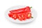 Chili pepper plate on white background