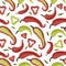 Chili pepper vector flat seamless pattern.