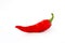 Chili pepper  on a white background. One chili hot pepper clipping path. Fresh pepper