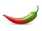 Chili peppers green gradient red color soft design on white background