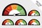 Chili Peppers Sharpness Scale Low Mild Medium Hot And Extreme - Speedometer Rating Icons - Vector Illustration