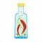 Chili peppers and spices filled with vinegar, tincture for cooking with herbs and spices in a glass bottle, vector