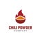 Chili Powder in a Bowl with Flaming Flat Logo Design Template