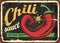 Chili sauce retro tin sign template design