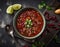 Chili Soup with Red Beans, Bean Minestrone, Vegetarian Chili Bean Stew Bowl, Abstract Generative AI Illustration