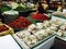 Chilies and mushroom at the vegetable market, bangkok