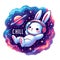Chill, astronaut vibes, cute bunny rabbut, planet, galaxy, stars, nebula, cartoon, dreamy art