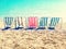 Chill on beach with retro stripes sun bed