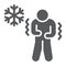 Chill human glyph icon, flu and covid-19, coronavirus symptom sign, vector graphics, a solid icon on a white background