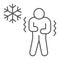 Chill human thin line icon, flu and covid-19, coronavirus symptom sign, vector graphics, a linear icon on a white