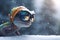 Chillaxin\\\' in the Snow: Cool Photorealistic Cartoon Chameleon with Snow Goggles