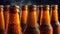 Chilled Beer Bottles with Condensation on Dark Background