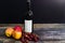 Chilled Blank labeled Wine Bottle with fruits on the side