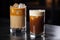 a chilled cocktail and a hot caramel macchiato side by side