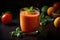 Chilled Tomato Smoothie With Mint Leaves Garnished On Top. Generative AI
