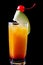 Chilled tropical rum and orange cocktail