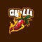 Chilli mascot logo design vector with modern illustration concept style for badge, emblem and t shirt printing. Hot chilli