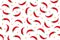 Chilli pepper background, spicy vegetable seamless pattern. Jalapeno flat icons. Mexican food vector illustration, red