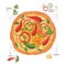 Chilli pepper pizza vector illustration