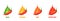 Chilli pepper spicy food level. Hot scale indicator with mild, medium, hot, extra positions. Icons with fire flames