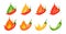 Chilli pepper spicy food level. Hot scale indicator with mild, medium, hot, extra positions. Icons with fire flames