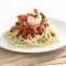 Chilli prawn and tomato spaghetti