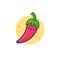 Chilli Vector Icon Illustration. Cute Vegetable. Flat Cartoon Style Suitable for Web Landing Page, Banner, Sticker, Background