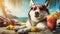Chillin\\\' Husky: Tropical Retreat for a Siberian Canine