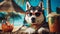 Chillin\\\' Husky: Tropical Retreat for a Siberian Canine