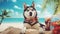 Chillin\\\' Husky: Tropical Retreat for a Siberian Canine