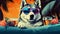 Chillin\\\' Husky: Tropical Retreat for a Siberian Canine