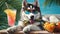 Chillin\\\' Husky: Tropical Retreat for a Siberian Canine