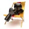 Chilling man relaxing carefree sunburn beach deck chair icon