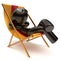 Chilling relaxing carefree man sunburn beach deck chair icon