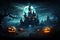 Chilling Tales Unleashed Halloween Background with a Scary Haunted Castle Poster for Thrilling Nightmares. created with Generative