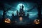 Chilling Tales Unleashed Halloween Background with a Scary Haunted Castle Poster for Thrilling Nightmares. created with Generative