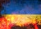 Chilling Ukraine country flag burning, war Russia and Ukraine, illustration with modernism art. Tensions and conflict grunge