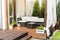 Chillout lounge on wooden terrace