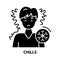 chills icon, black vector sign with editable strokes, concept illustration